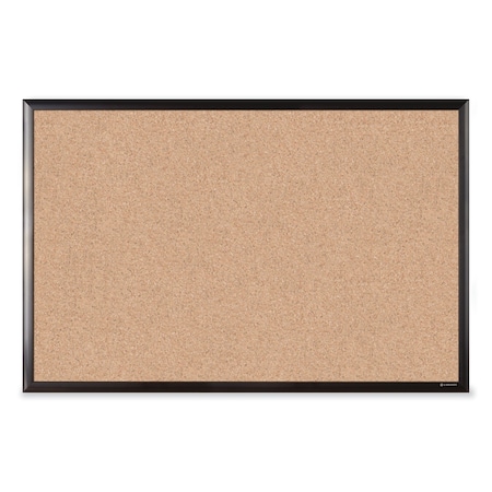U Brands Cork Bulletin Board with Aluminum Frame, 35 x 23, Natural Surface, Black Frame 2880U00-01